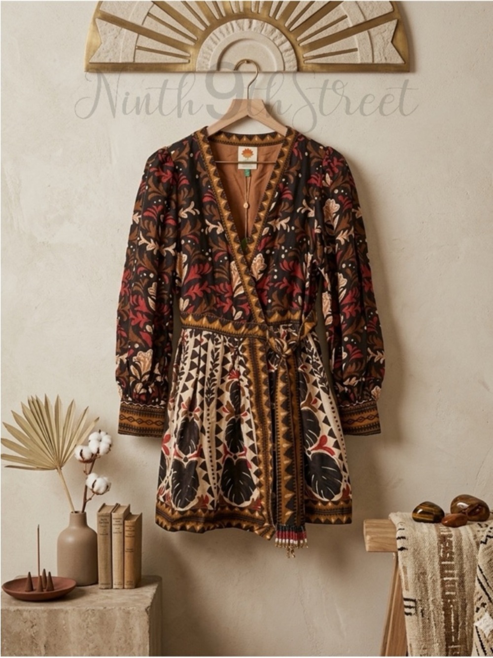 Farm Rio Tapestry Garden Multicolor V Neck Wrap Mini Dress NWT Medium - Picture 2 of 16